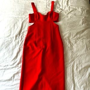 Zara Red Midi Bodycon Dress with Cutouts (New with tag)